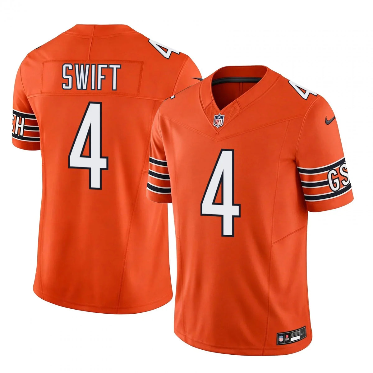 D’Andre Swift Chicago Bears official NFL Nike Jersey Orange product image 1, provided for visual reference and product