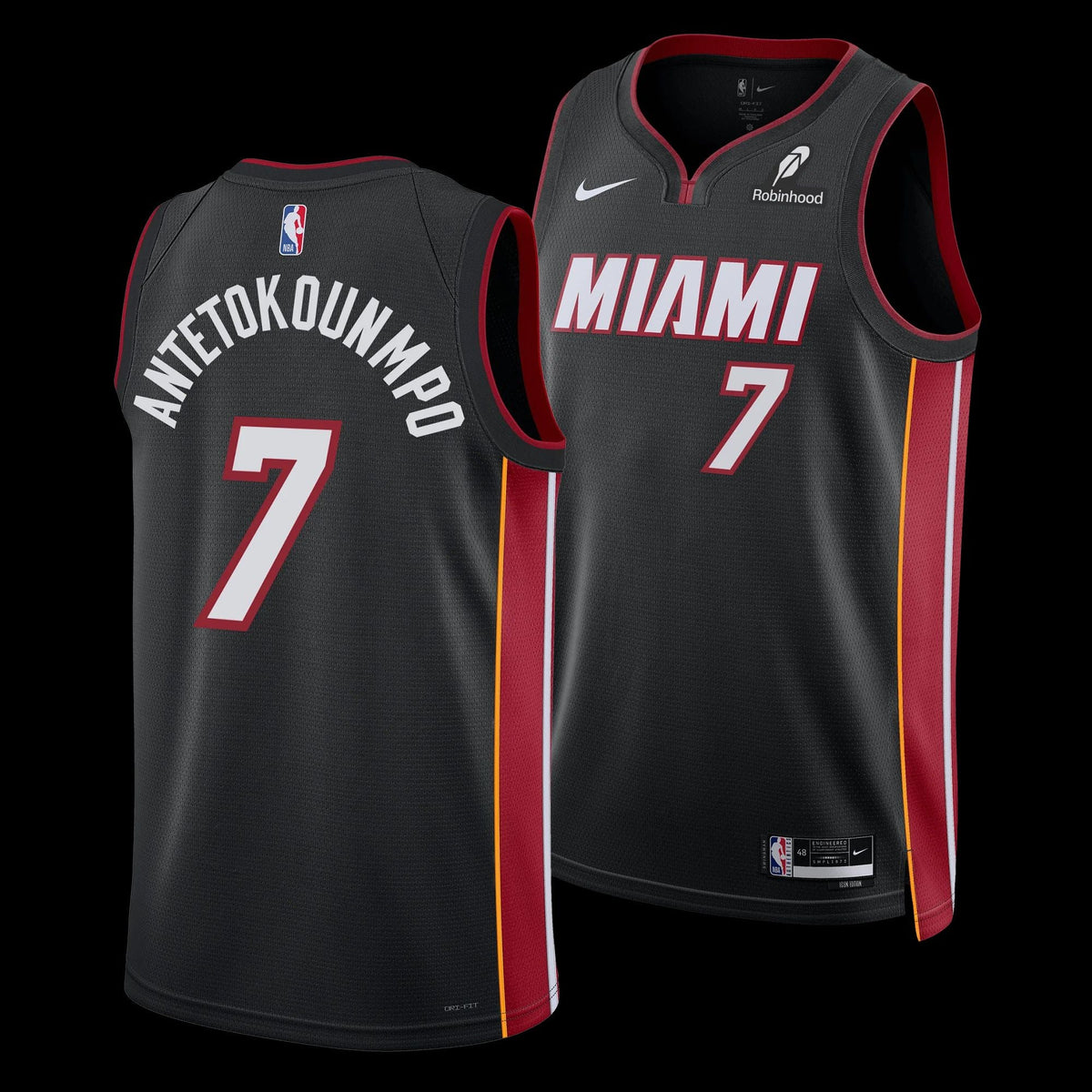 Giannis Antetokounmpo Miami Heat Jersey - Black product image 1, provided for visual reference and product detail review