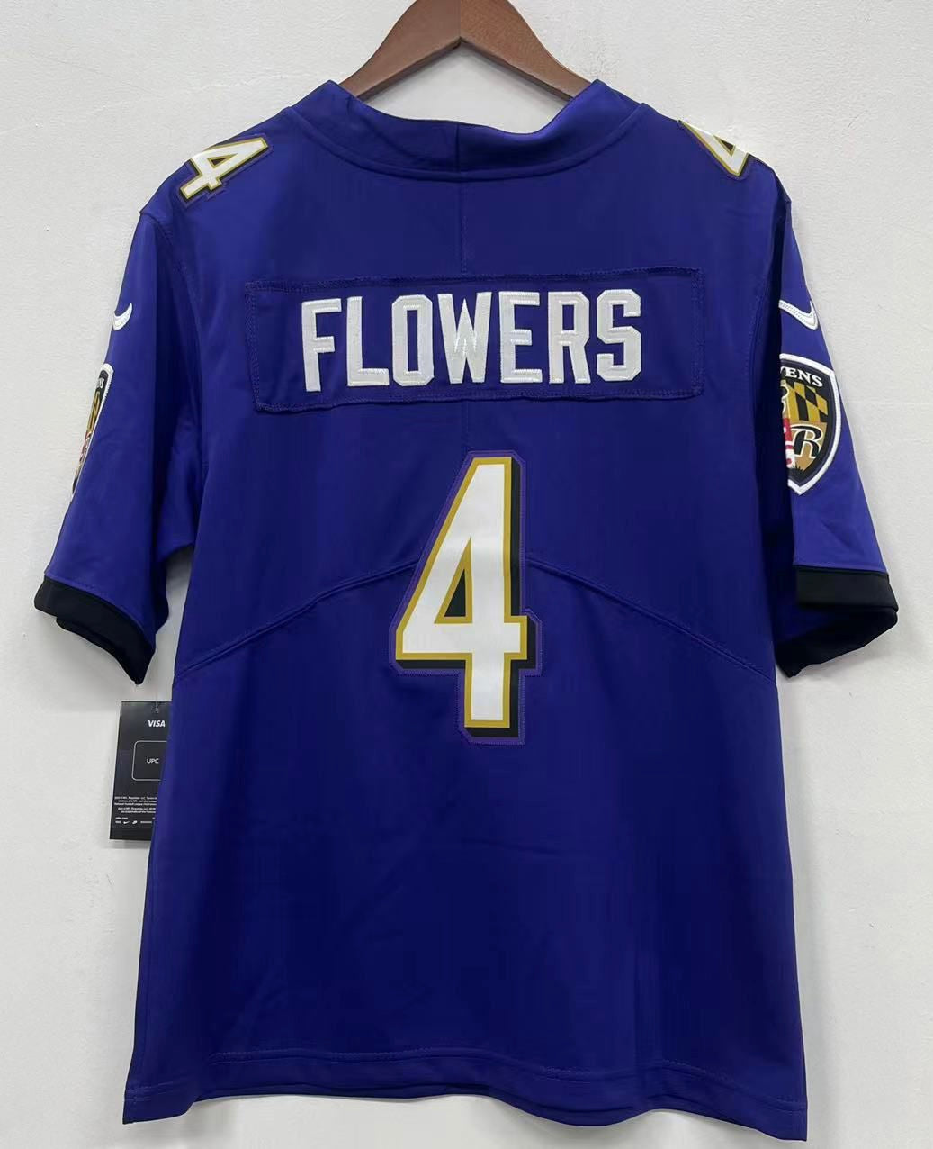 Zay Flowers Baltimore Ravens YOUTH Jersey Purple product image 1, provided for visual reference and product detail review
