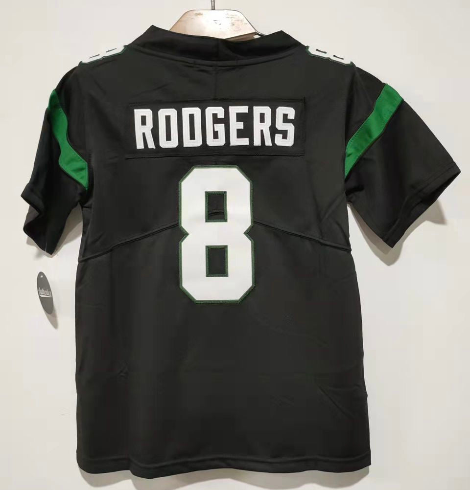 Aaron Rodgers YOUTH New York Jets Jersey black product image 1, provided for visual reference and product detail review