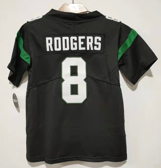 Aaron Rodgers YOUTH New York Jets Jersey black product image 1, provided for visual reference and product detail review