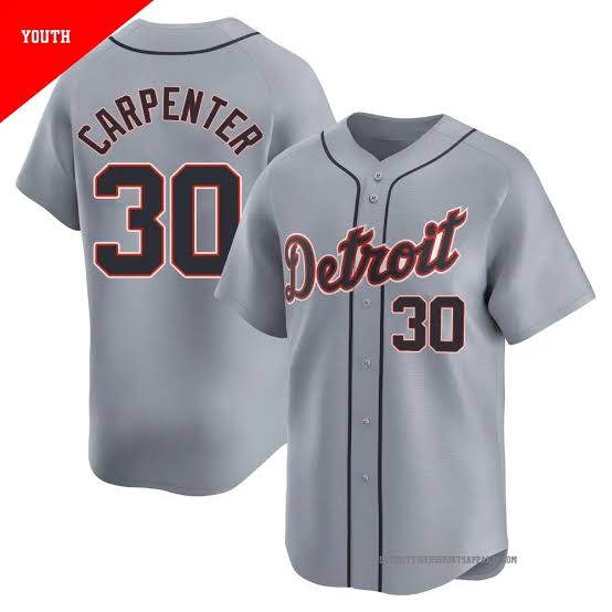 Kerry Carpenter Detroit Tigers Youth KIDS Official MLB Nike Jersey Gray product image 1, provided for visual reference and
