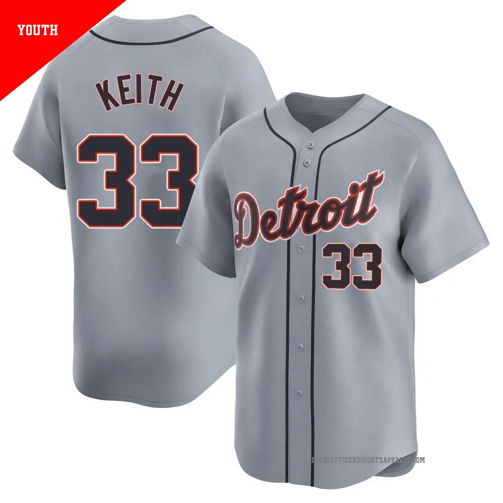 Colt Keith Detroit Tigers Youth Kids Official MLB Nike Jersey gray product image 1, provided for visual reference and