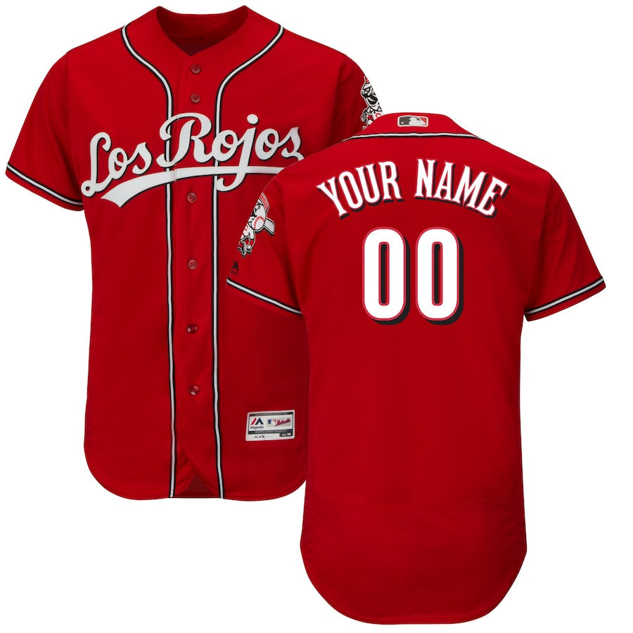 Any Name and Number customized YOUTH KIDS Cincinnati Reds Los Rojas Official MLB Majestic jersey product image 1, provided