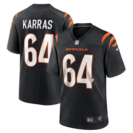 Ted Karras Cincinnati Bengals NFL Jersey Black Nike product image 1, provided for visual reference and product detail review