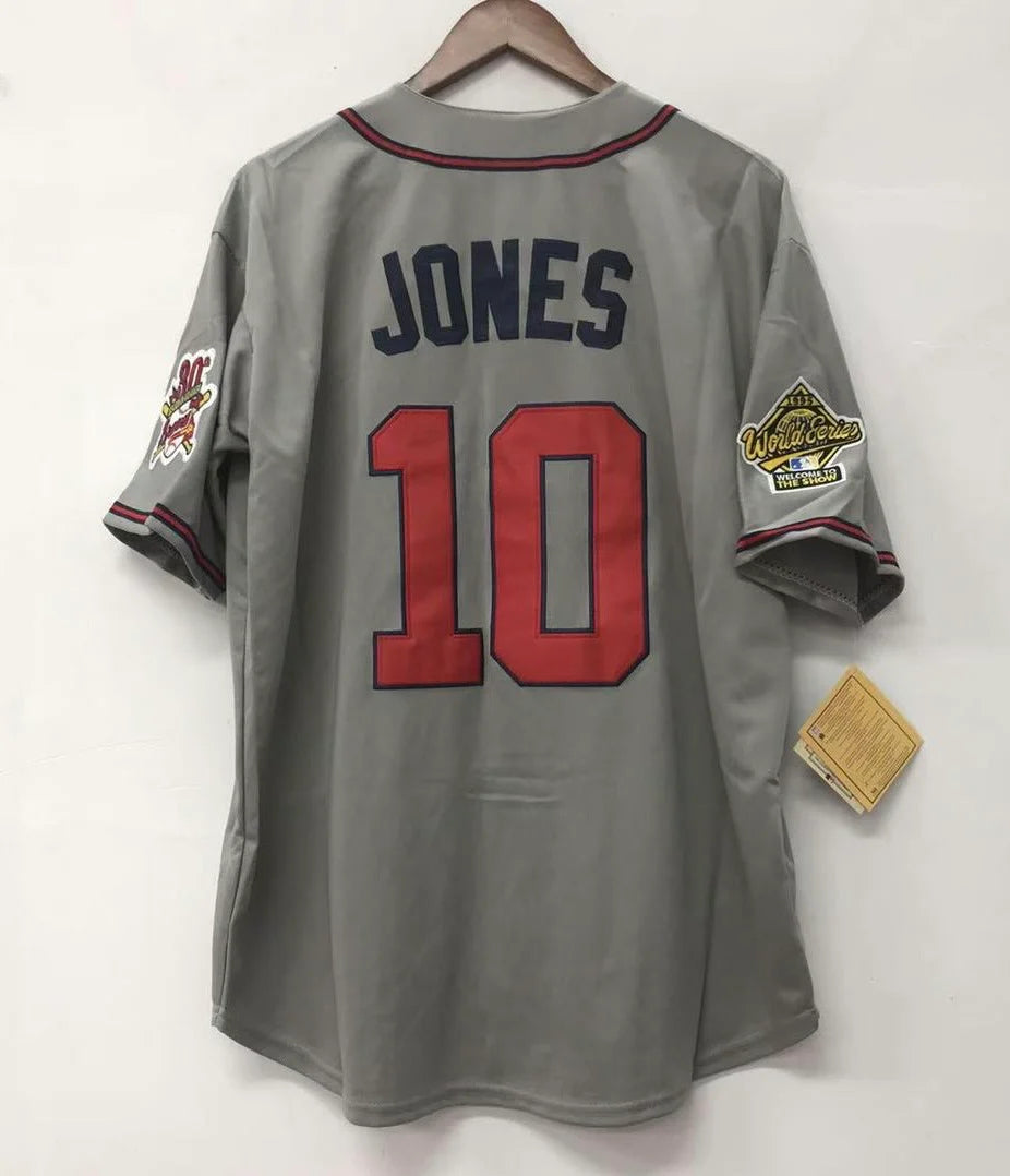 Chipper Jones YOUTH KIDS Atlanta Braves jersey Mitchell & Ness gray product image 1, provided for visual reference and