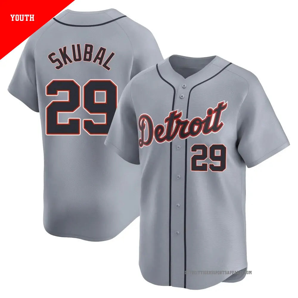 Tarik Skubal Detroit Tigers Youth Official MLB Nike Jersey Gray product image 1, provided for visual reference and product