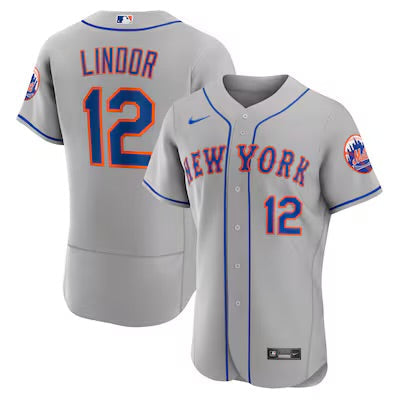 Francisco Lindor YOUTH KIDS New York Mets Official MLB Nike Jersey gray product image 1, provided for visual reference and