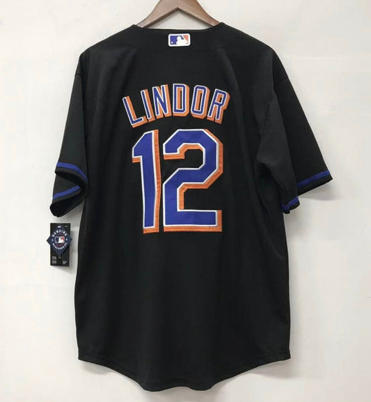 Francisco Lindor YOUTH KIDS New York Mets Official MLB Nike Jersey black product image 1, provided for visual reference and