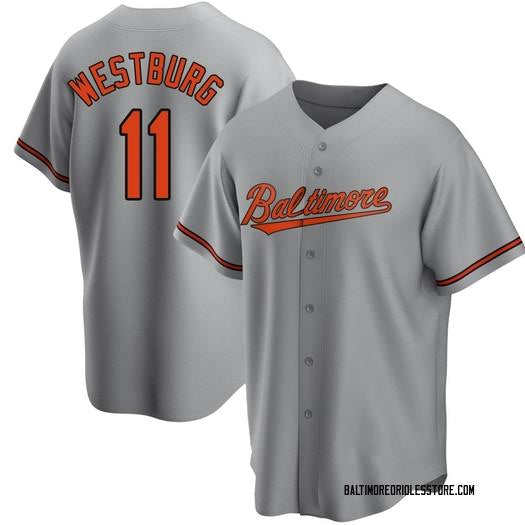 Jordan Westburg YOUTH Baltimore Orioles Official MLB Nike jersey Gray product image 1, provided for visual reference and
