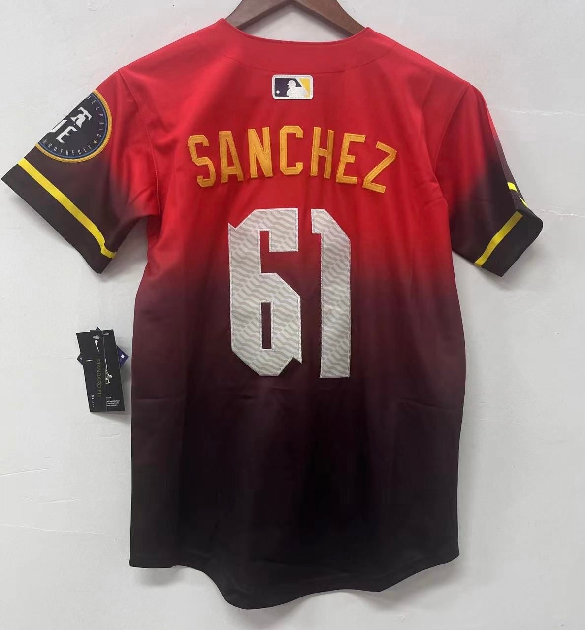 Christopher Sanchez YOUTH Philadelphia Phillies City Connect Jersey Red product image 1, provided for visual reference and
