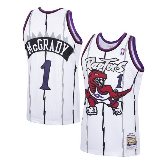 Tracy McGrady YOUTH KIDS Toronto Raptors Jersey Mitchell & Ness white product image 1, provided for visual reference and