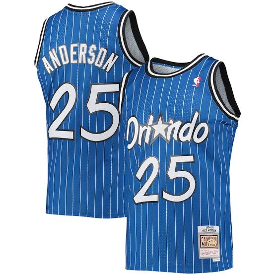 Nick Anderson YOUTH Orlando Magic Official NBA Mitchell & Ness Jersey blue product image 1, provided for visual reference