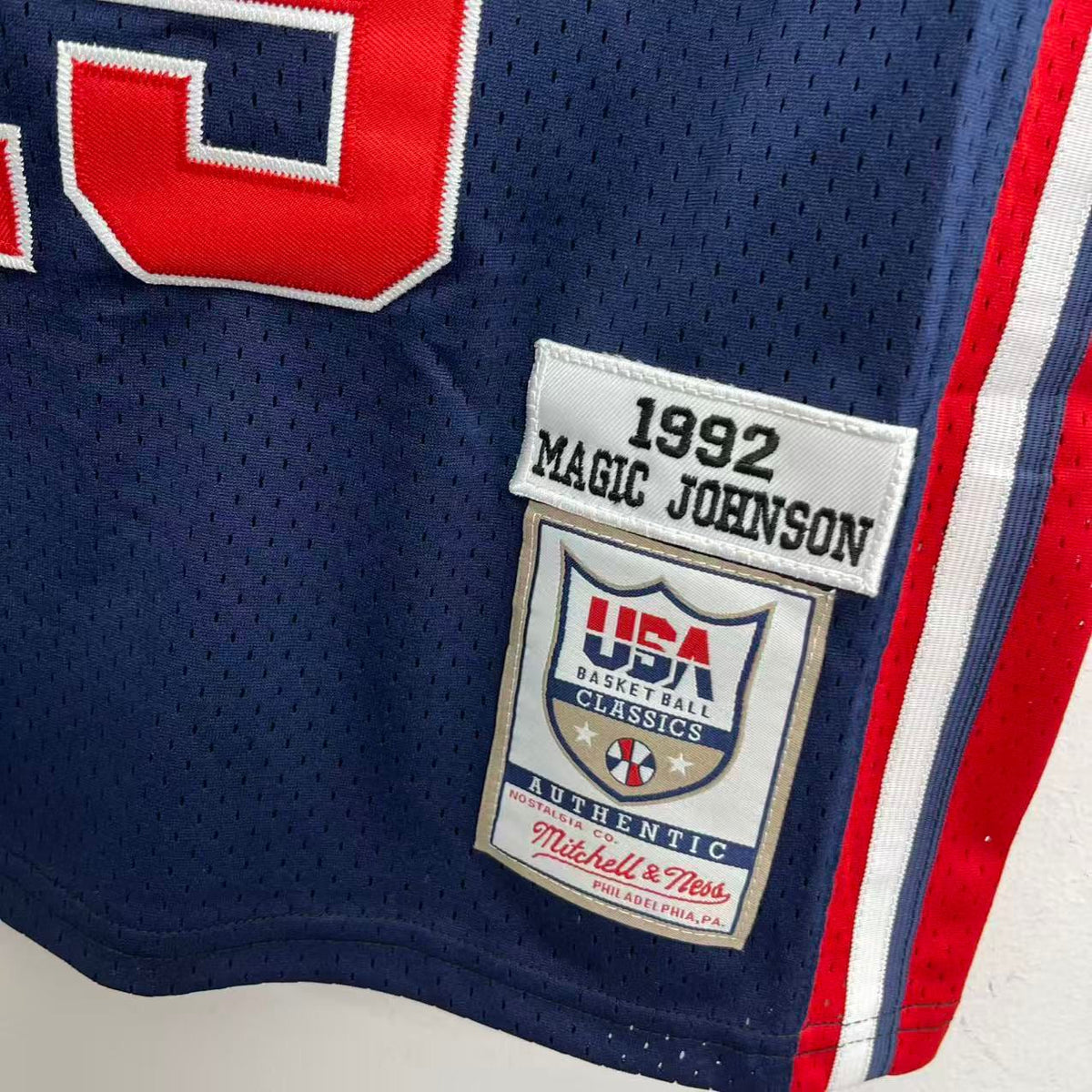 Earvin Magic Johnson YOUTH KIDS USA Basketball Olympic Mitchell & Ness Jersey product image 2, provided for visual reference