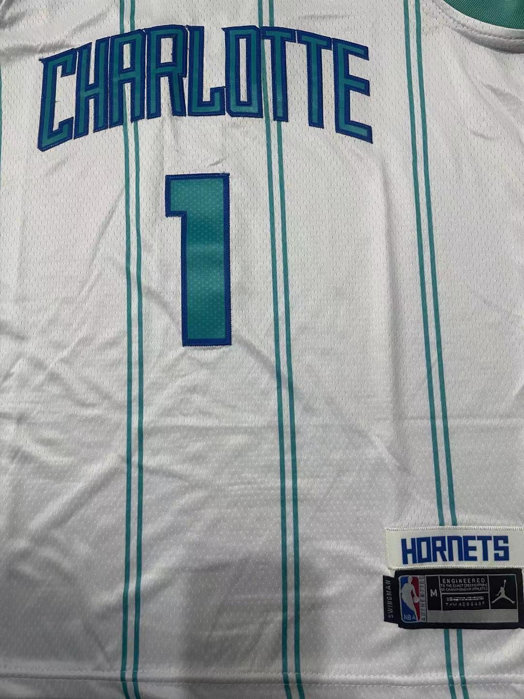 LaMelo Ball YOUTH Charlotte Hornets Jersey White product image 3, provided for visual reference and product detail review