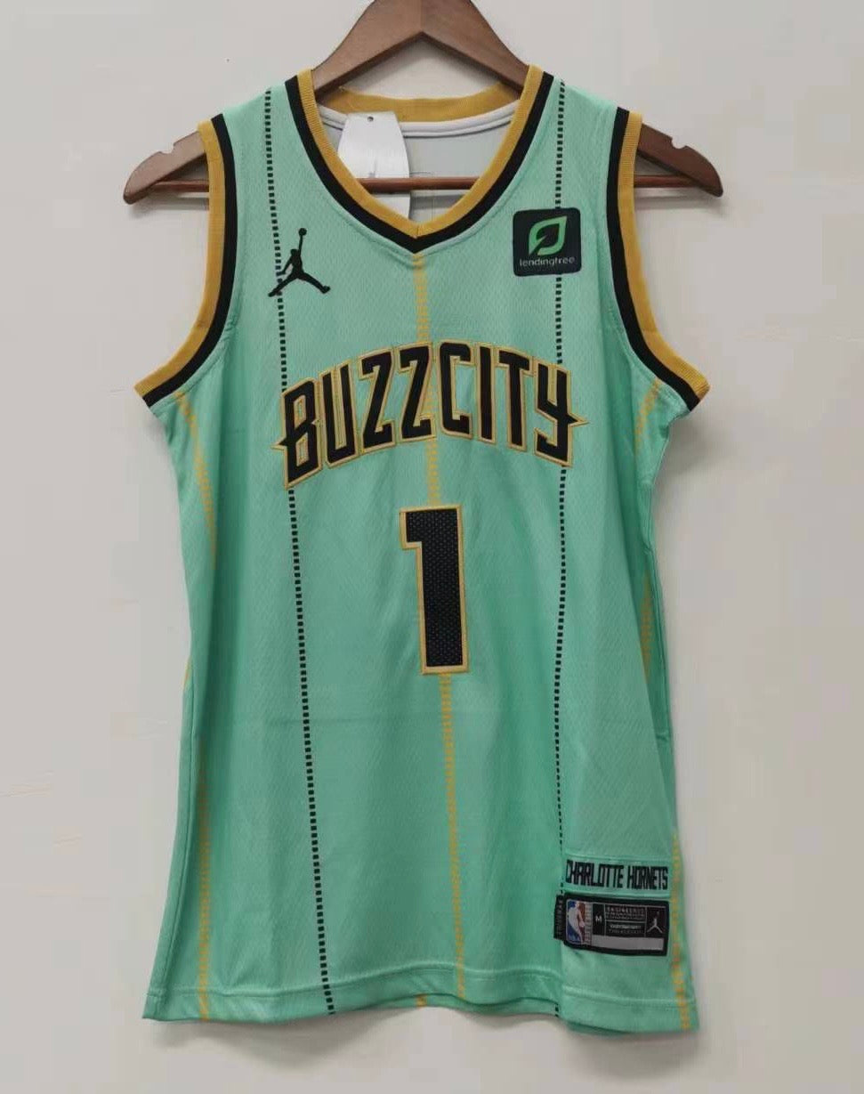 LaMelo Ball YOUTH Charlotte Hornets Jersey Buzz City product image 2, provided for visual reference and product detail review