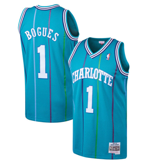 Muggsy Bogues YOUTH KIDS Charlotte Hornets Jersey Mitchell & Ness product image 1, provided for visual reference and product