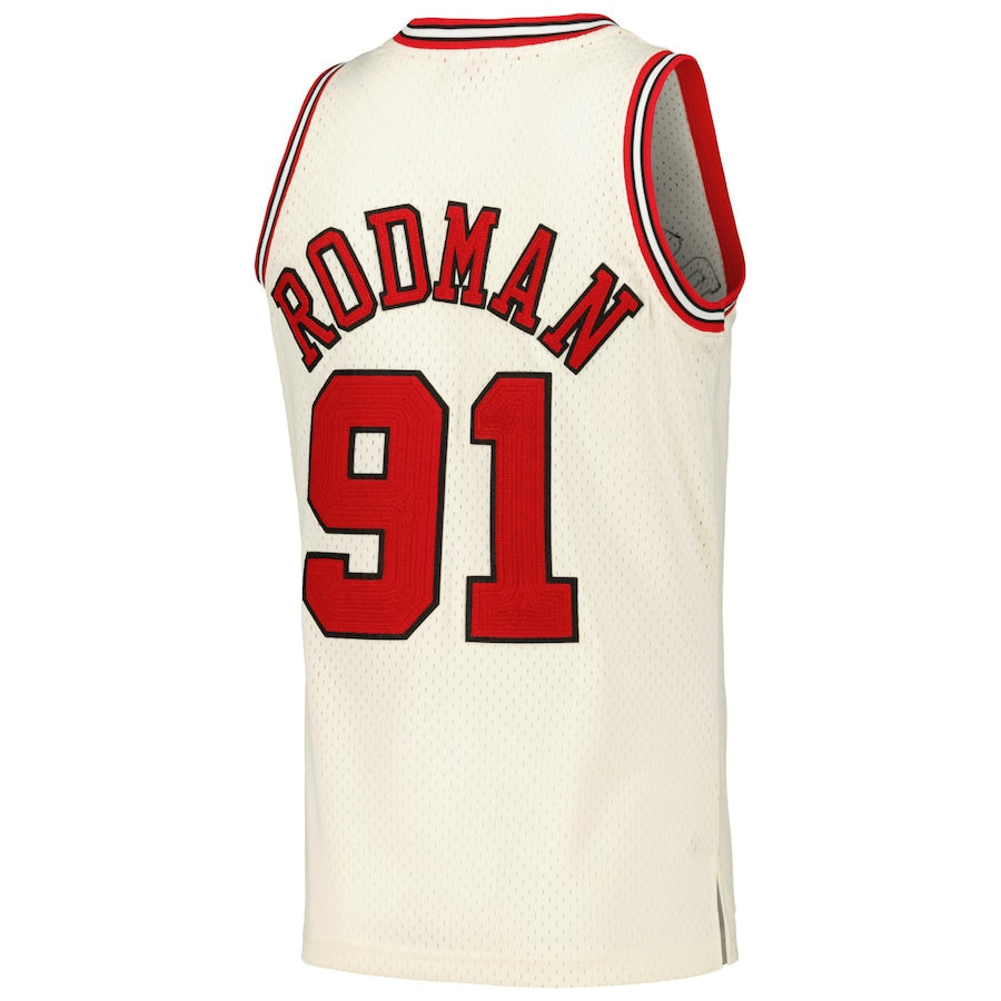 Dennis Rodman YOUTH KIDS Chicago Bulls Mitchell & Ness Jersey cream color product image 2, provided for visual reference and