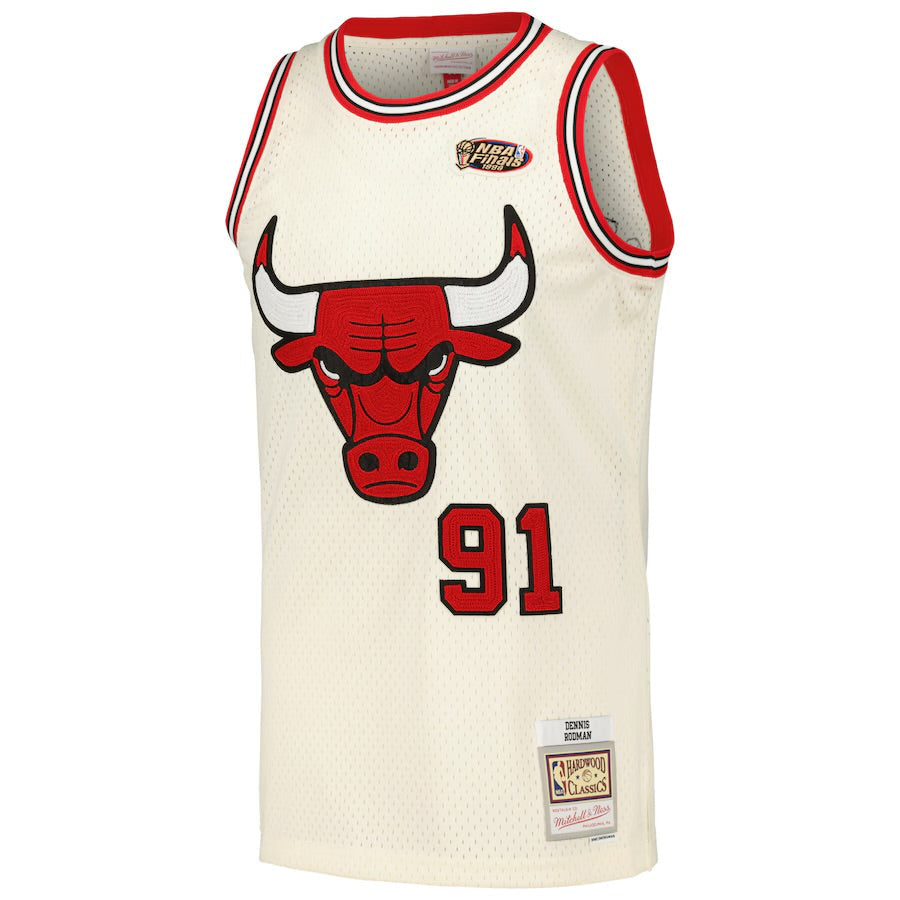 Dennis Rodman YOUTH KIDS Chicago Bulls Mitchell & Ness Jersey cream color product image 3, provided for visual reference and