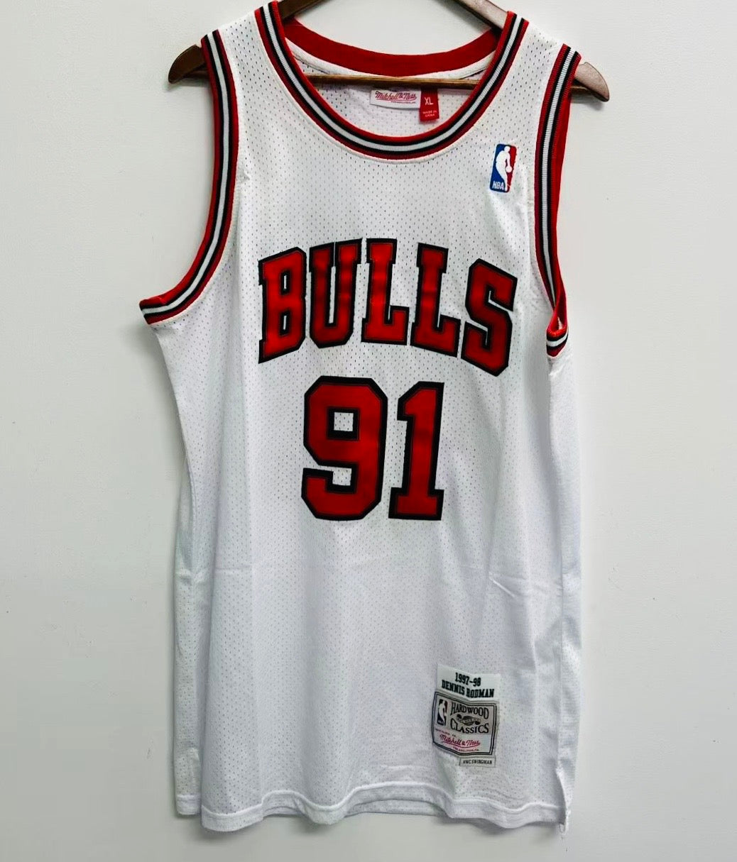 Dennis Rodman YOUTH KIDS Chicago Bulls Mitchell & Ness Jersey white product image 2, provided for visual reference and