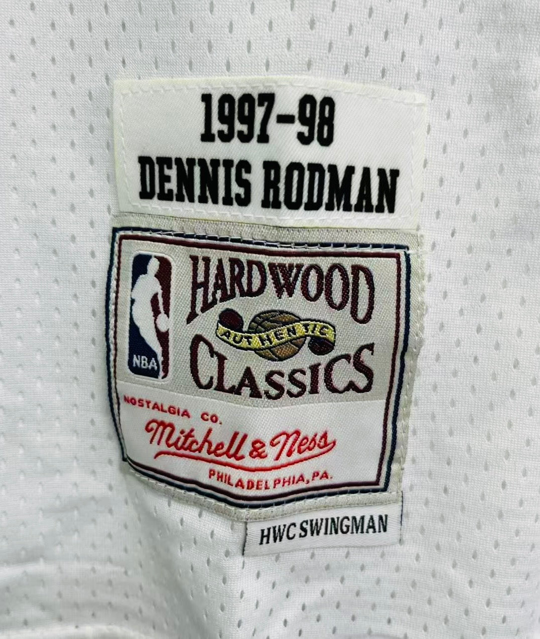 Dennis Rodman YOUTH KIDS Chicago Bulls Mitchell & Ness Jersey white product image 3, provided for visual reference and
