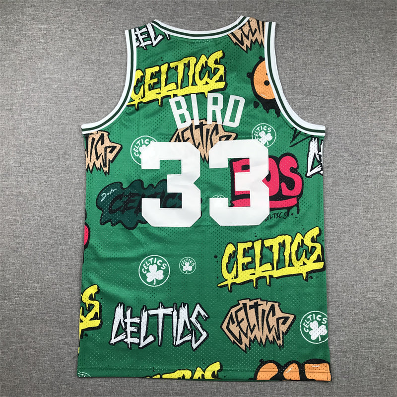 Larry Bird YOUTH KIDS Boston Celtics Official NBA Graffiti Jersey product image 1, provided for visual reference and product