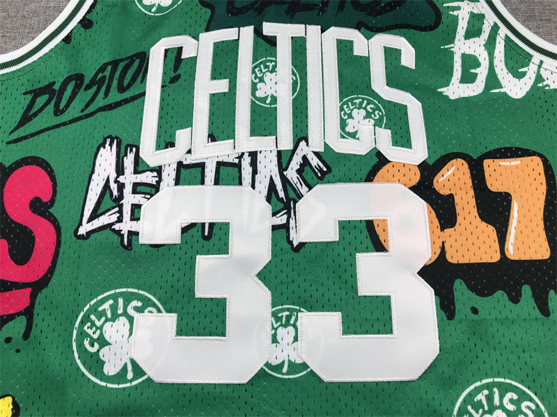 Larry Bird YOUTH KIDS Boston Celtics Official NBA Graffiti Jersey product image 3, provided for visual reference and product