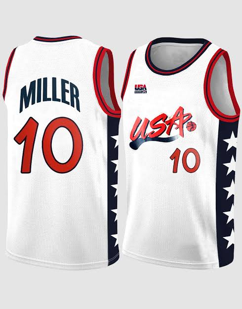 Reggie Miller YOUTH KIDS USA Basketball Olympic Jersey product image 1, provided for visual reference and product detail