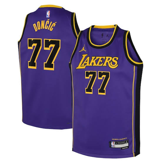 Luca Doncic Los Angeles Lakers Official NBA YOUTH Jersey purple product image 1, provided for visual reference and product