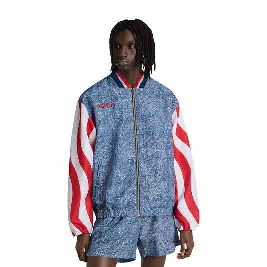 adidas USA Denim Graphic Track Jacket product image 1, provided for visual reference and product detail review