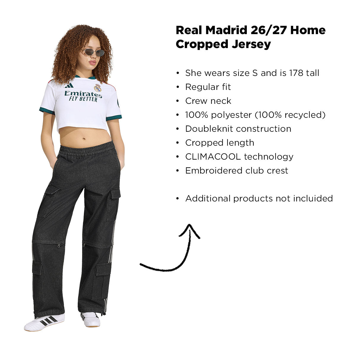 adidas Real Madrid 26/27 Home Jersey Crop Top product image 7, provided for visual reference and product detail review