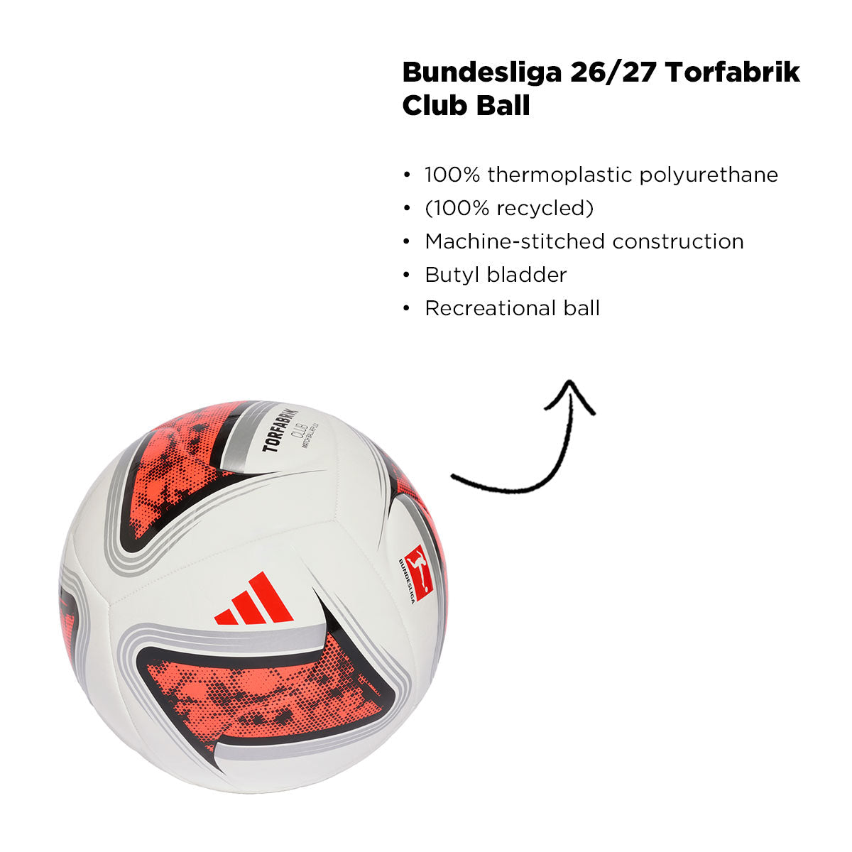 adidas Torfabrik Club Bundesliga 26/27 Ball product image 5, provided for visual reference and product detail review
