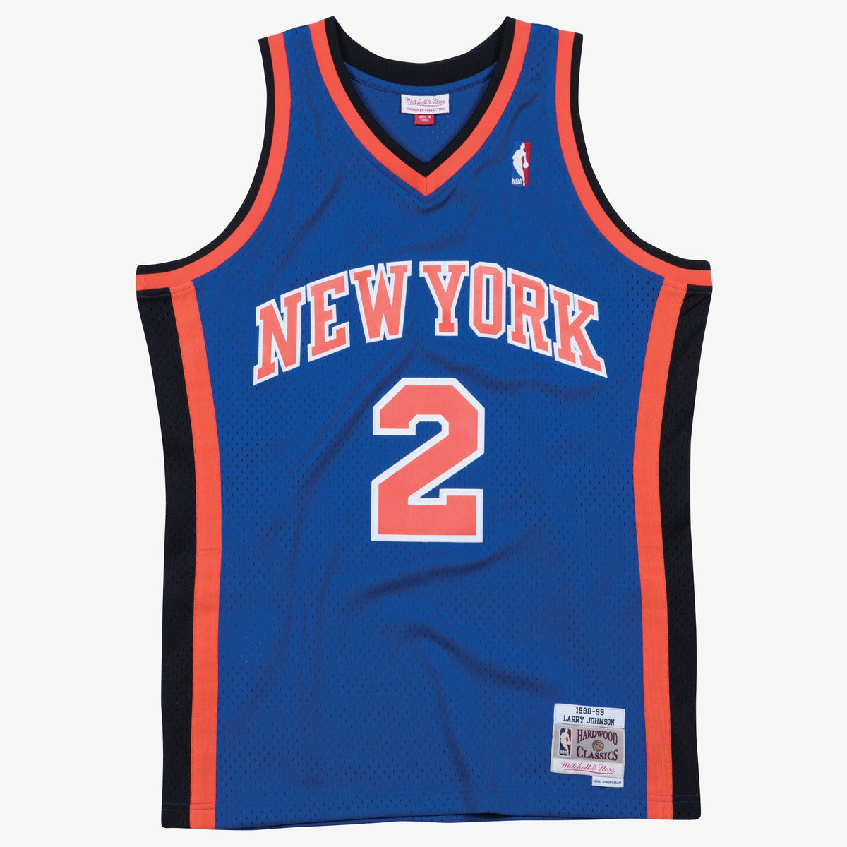 Larry Johnson New York Knicks 1998-99 Blue Jersey Stitched product image 1, provided for visual reference and product detail