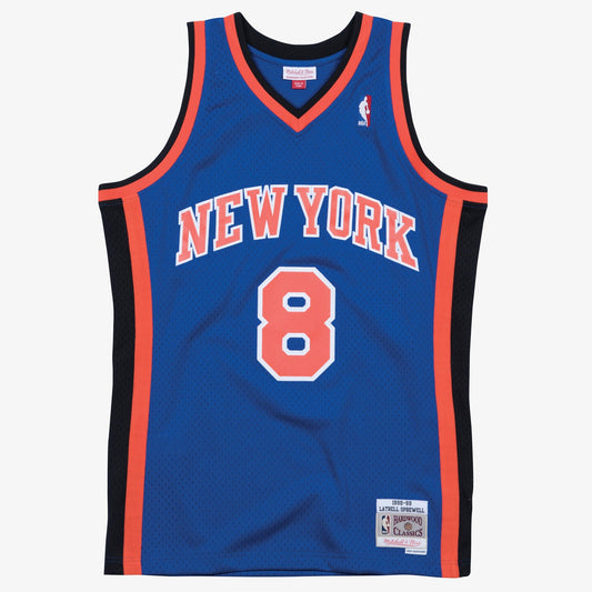 Latrell Sprewell New York Knicks 1998-99 Blue Jersey Stitched product image 1, provided for visual reference and product