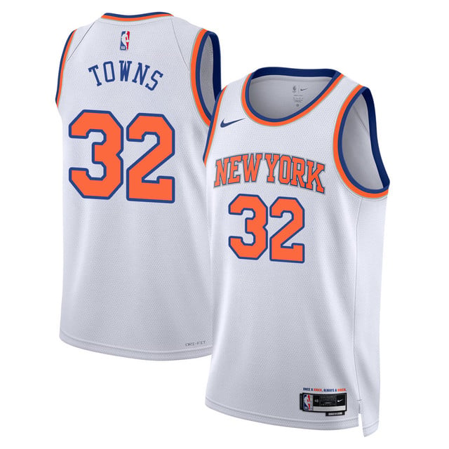 Karl-Anthony Towns New York Knicks - Association Edition Jersey - White product image 1, provided for visual reference and