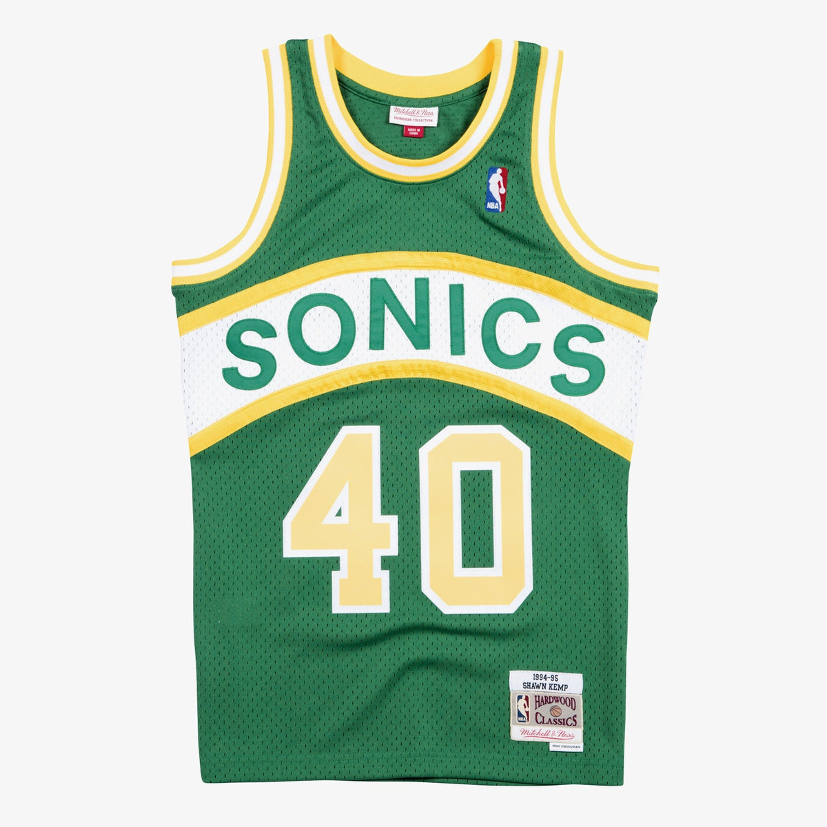 Shawn Kemp SuperSonics 1994-95 Green Jersey Stitched product image 1, provided for visual reference and product detail review