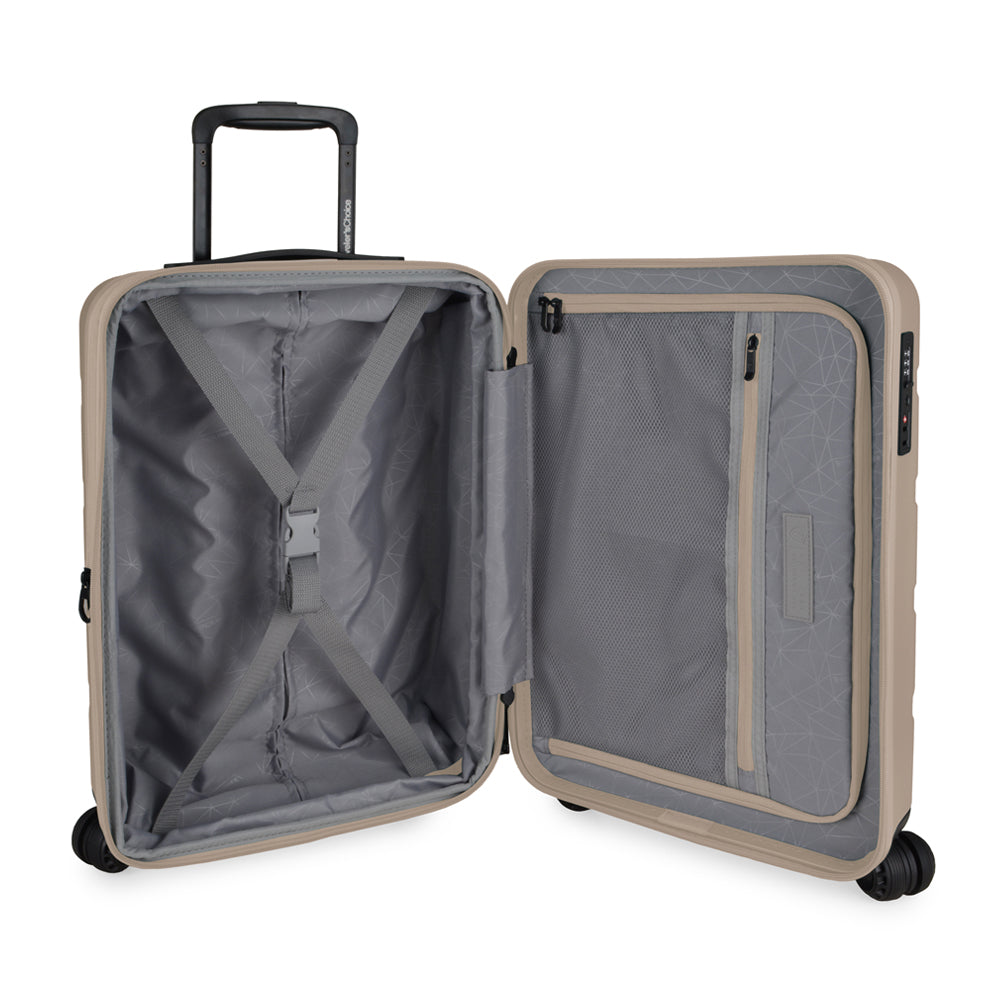 TRAVELER’S CHOICE TC09247 21" Cyclone Wheels Hard Case Spinner Luggage - Expandable, Anti-Theft Zipper, TSA Lock – Beige