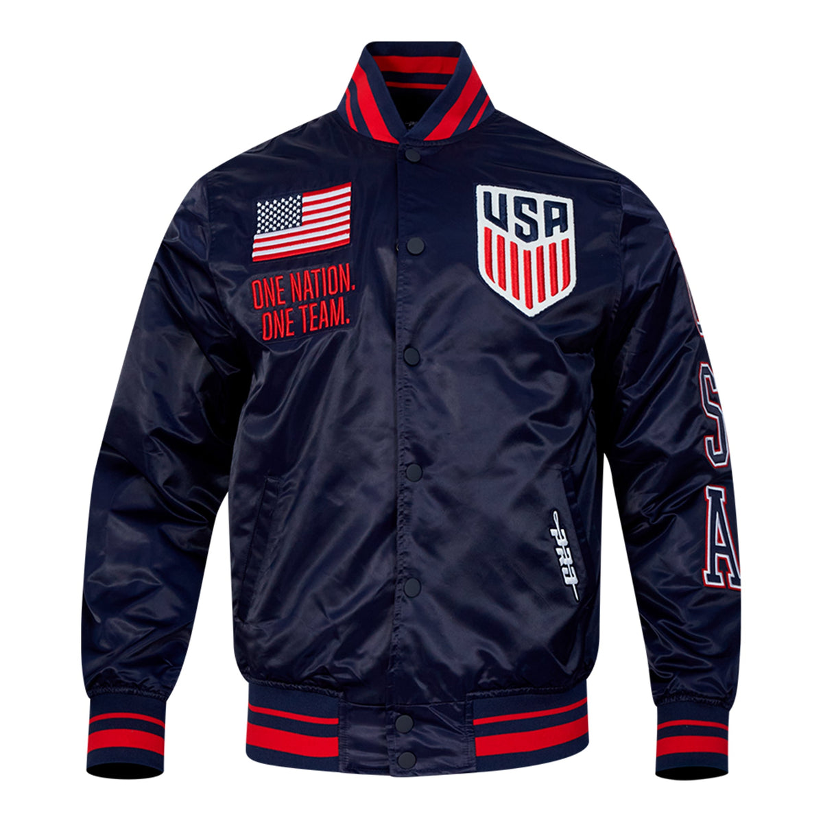 Pro Standard US Soccer Classic Rib Satin Jacket product image 1, provided for visual reference and product detail review