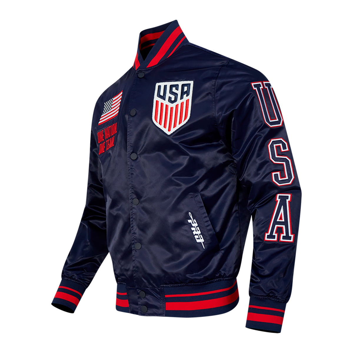 Pro Standard US Soccer Classic Rib Satin Jacket product image 2, provided for visual reference and product detail review