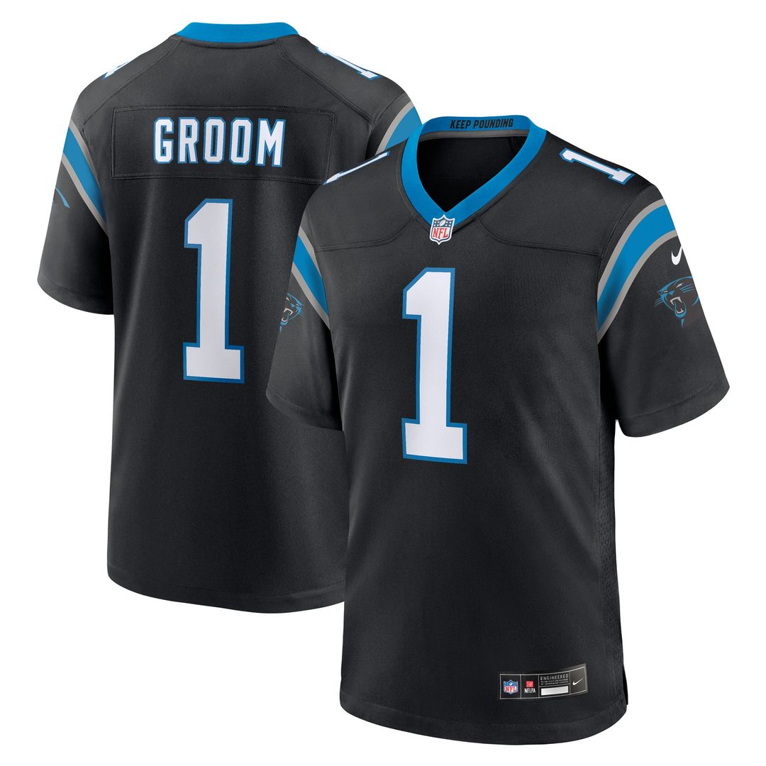 Carolina Panthers Number 1 Groom Nike Black Game Jersey product image 1