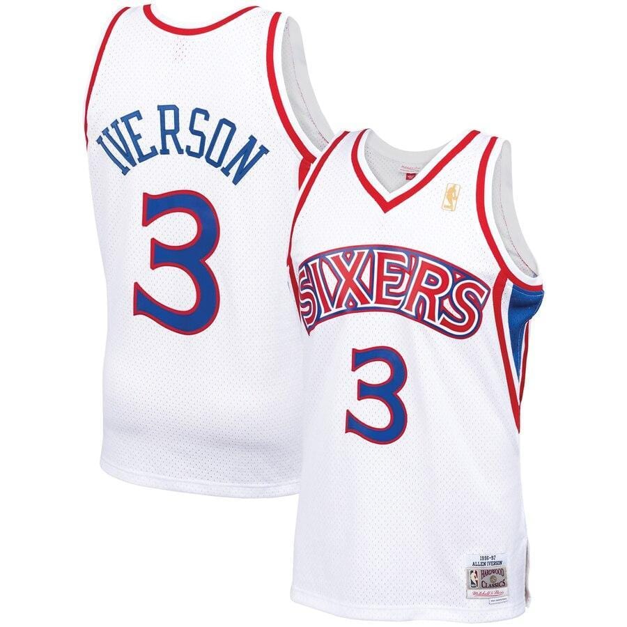 Allen Iverson Philadelphia 76ers Mitchell & Ness Hardwood Classics 1996/97 Jersey - White product image 1, provided for