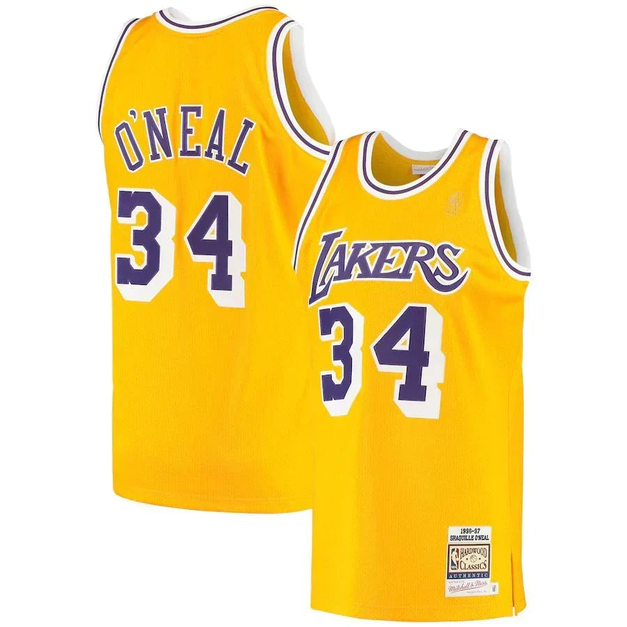 Shaquille O'Neal Los Angeles Lakers Hardwood Classics 1996/97 Jersey - Yellow product image 1, provided for visual reference