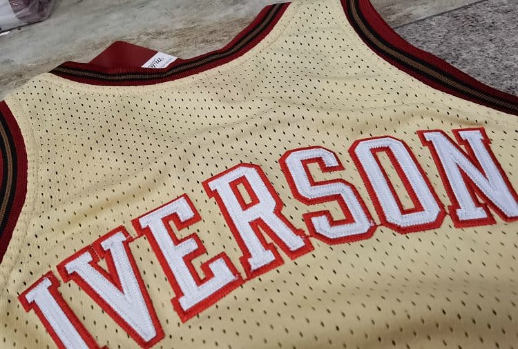 Allen Iverson Philadelphia 76ers 1997/98 Hardwood Classics Jersey - Gold product image 4, provided for visual reference and
