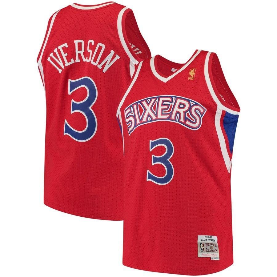 Allen Iverson Philadelphia 76ers 1996/97 Hardwood Classics Jersey - Red product image 1, provided for visual reference and