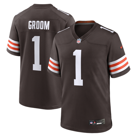Cleveland Browns Number 1 Groom Nike Brown Game Jersey product image 1