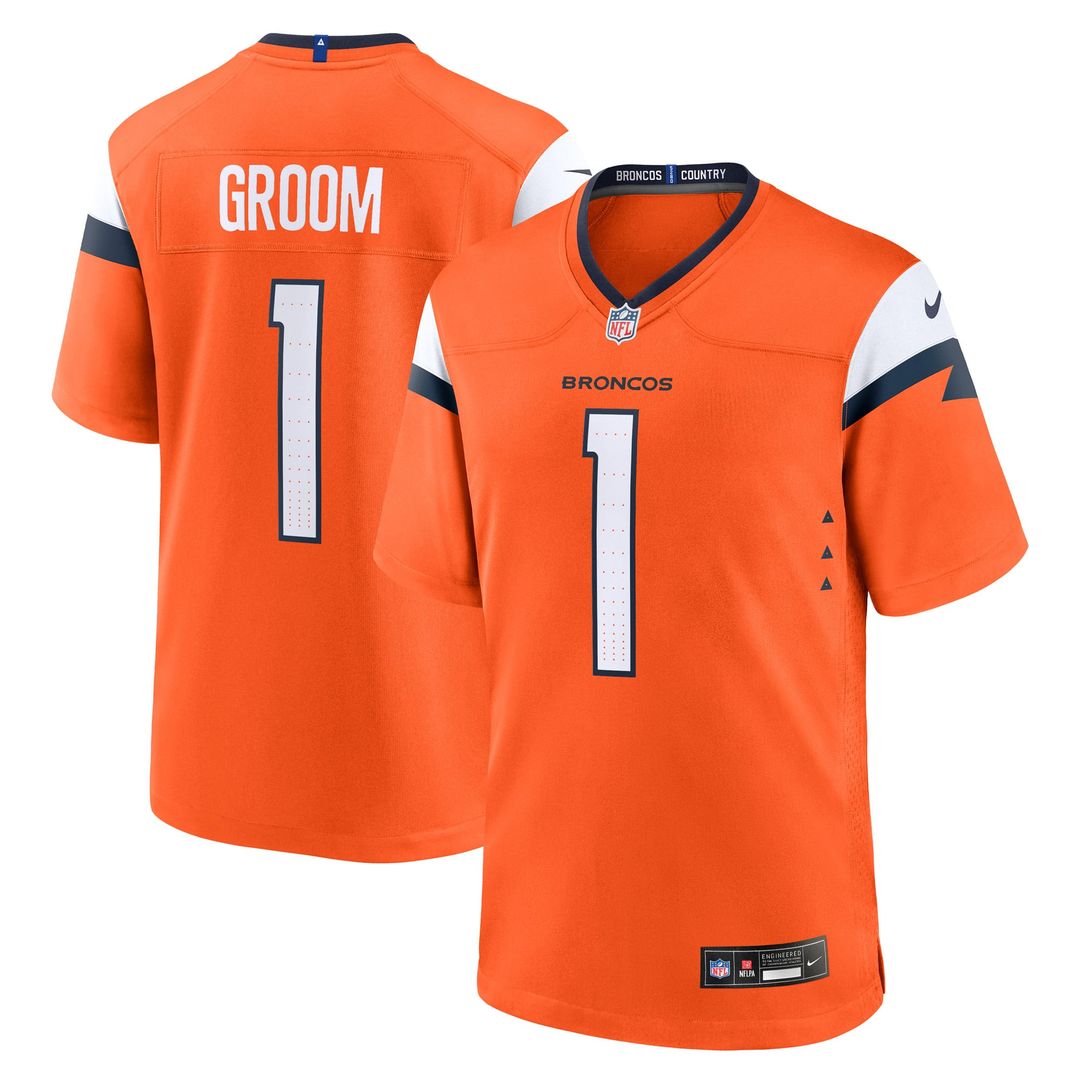 Denver Broncos Number 1 Groom Nike Orange Game Jersey product image 1