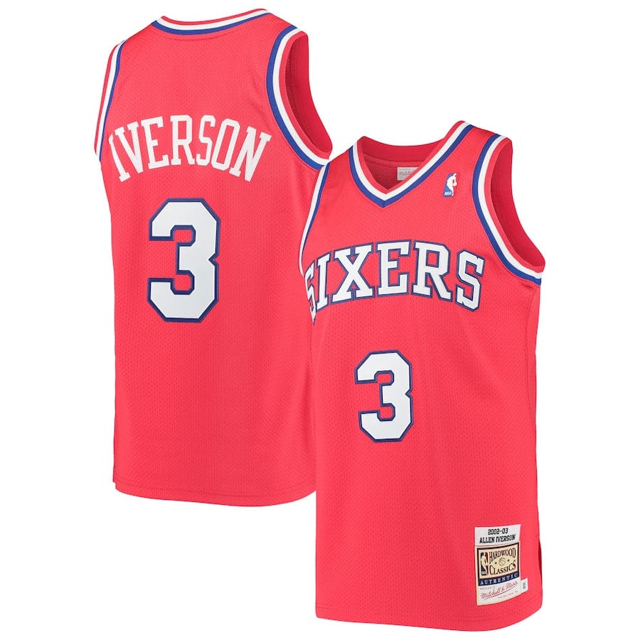 Allen Iverson Philadelphia 76ers 2002/03 Hardwood Classics Jersey - Red product image 1, provided for visual reference and