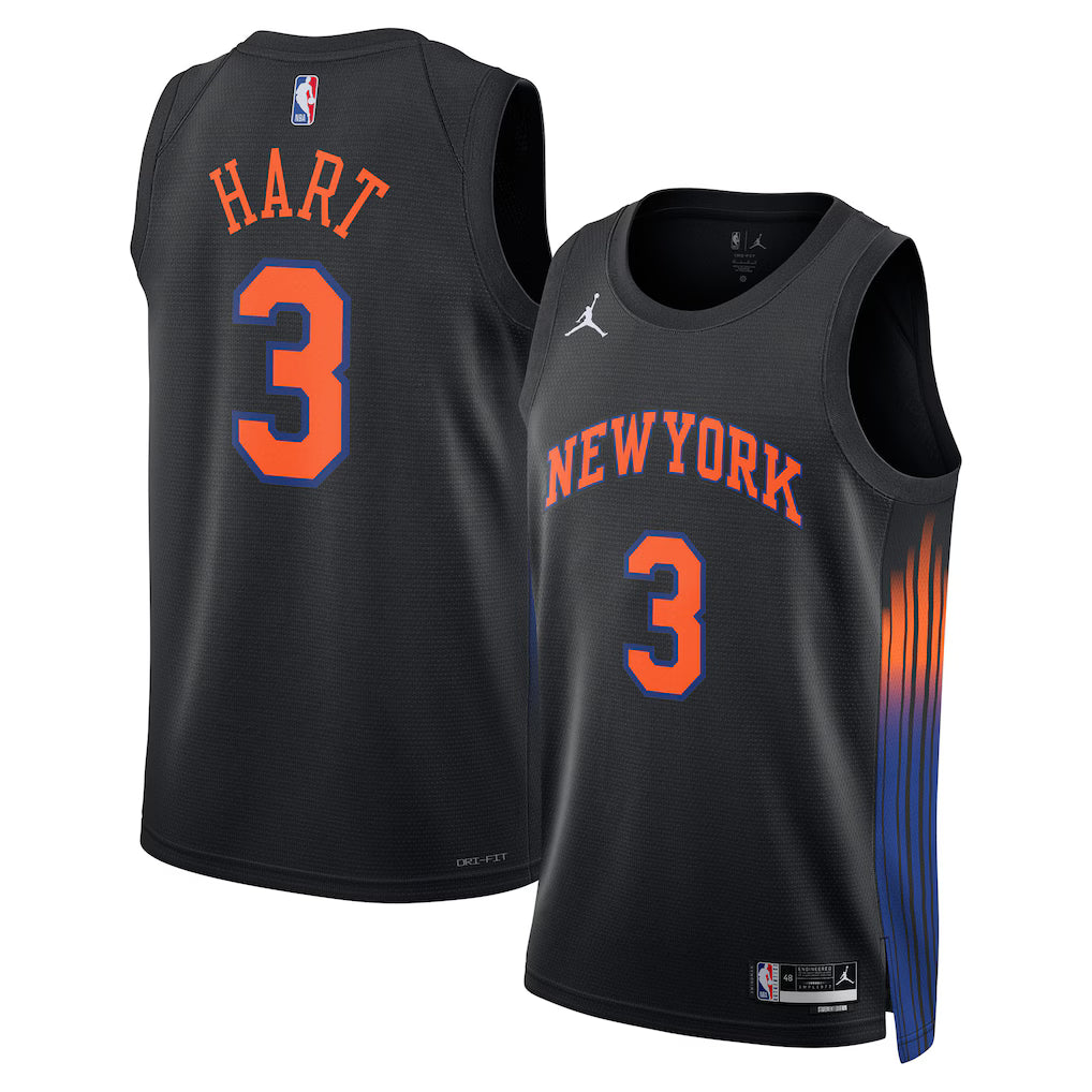 Josh Hart New York Knicks Unisex Jersey - Statement Edition - Black product image 1, provided for visual reference and