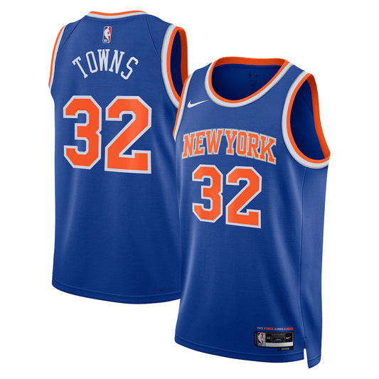 Karl-Anthony Towns New York Knicks Unisex Jersey - Blue - Icon Edition product image 1, provided for visual reference and