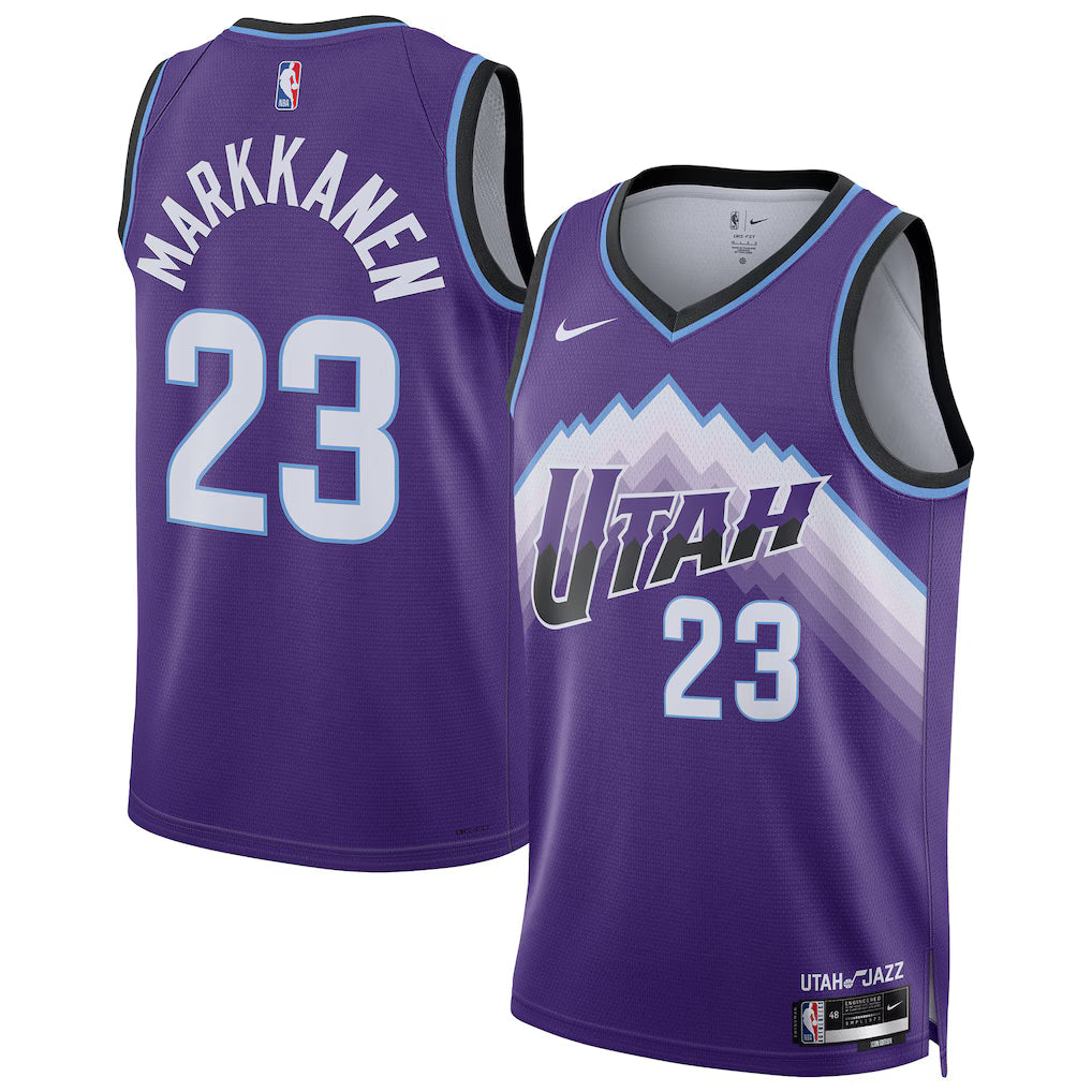 Lauri Markkanen Utah Jazz Unisex Swingman Jersey - Icon Edition - Purple product image 1, provided for visual reference and